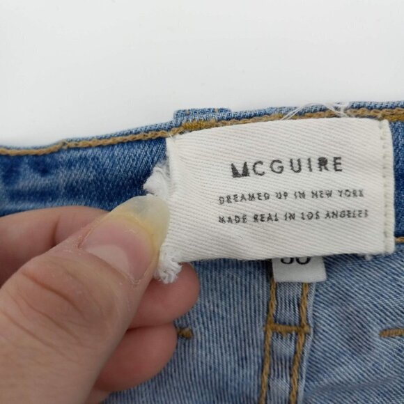 McGuire Vintage Slim Jeans in Vroom Vroom Distressed High Rise Exposed Zipper 30 - Picture 9 of 11